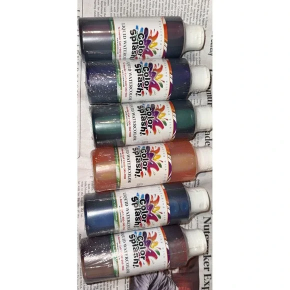 Color Splash! Liquid Watercolor Paint 6 Vivid Colors, 8-Oz Flip-Top Bottles Seal - Picture 2 of 7